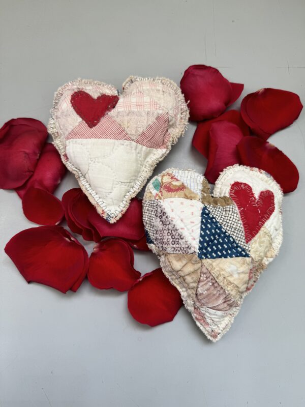 Vintage Quilt Heart Pillow